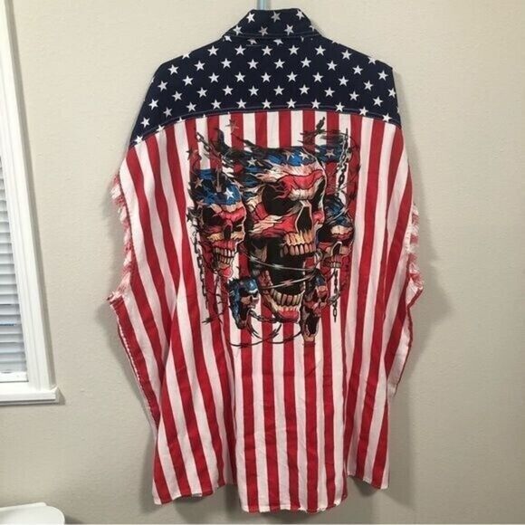 Shore Trendz NWT Men's Cut Off Sleeveless Frayed Biker Button Down Muscle Shirt - Picture 4 of 10